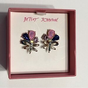 Betsey Johnson Pink and Blue Floral Earrings